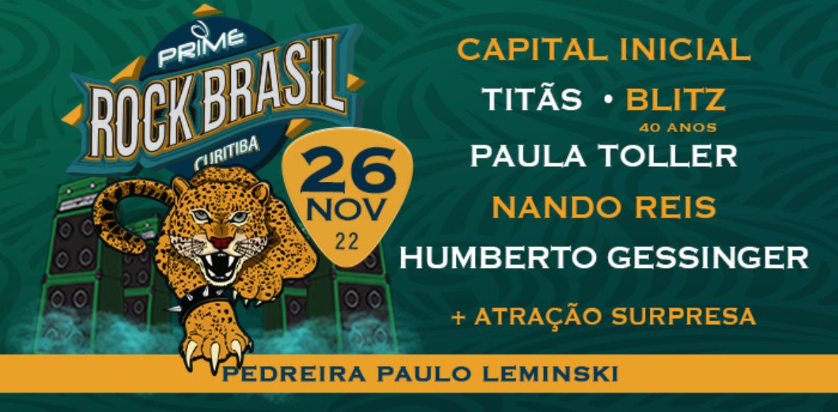 Festival Prime Rock Brasil será realizado no dia 26 de novembro na Pedreira Paulo Leminski Cwb